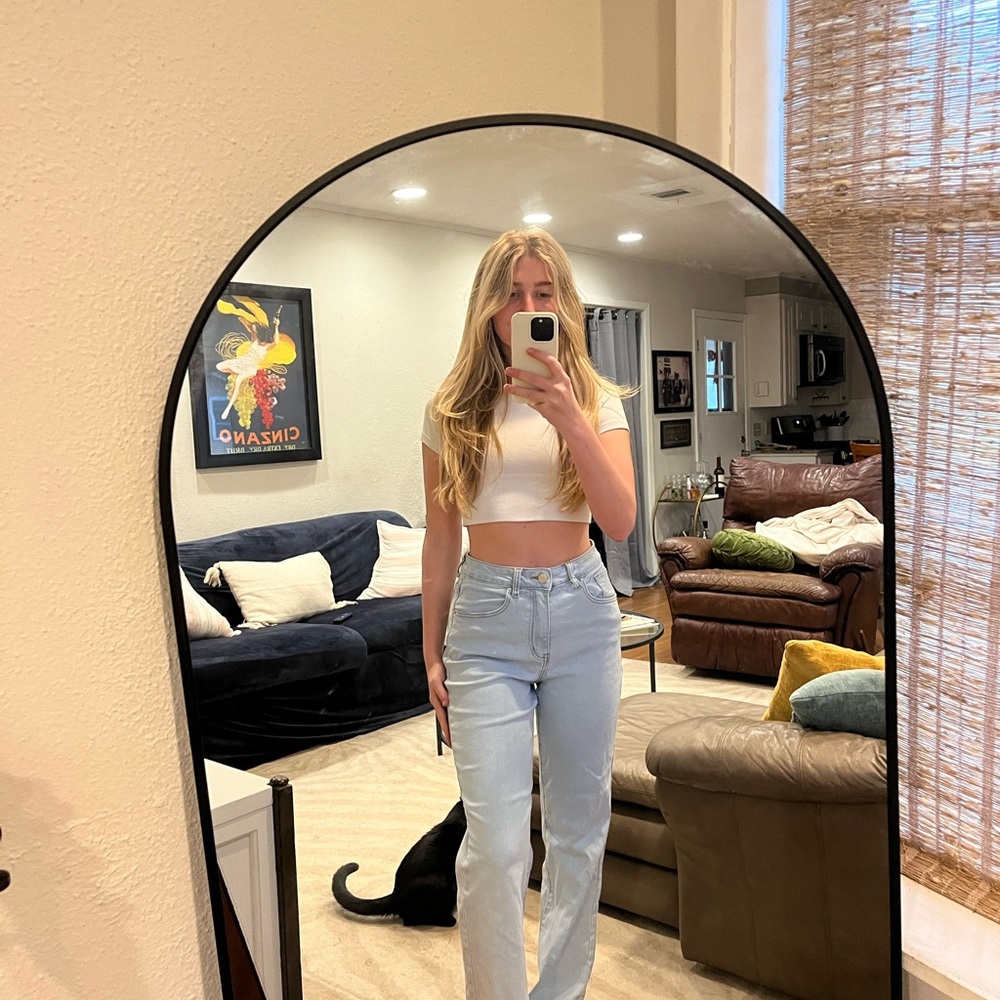 Light Blue Straight Leg Jeans